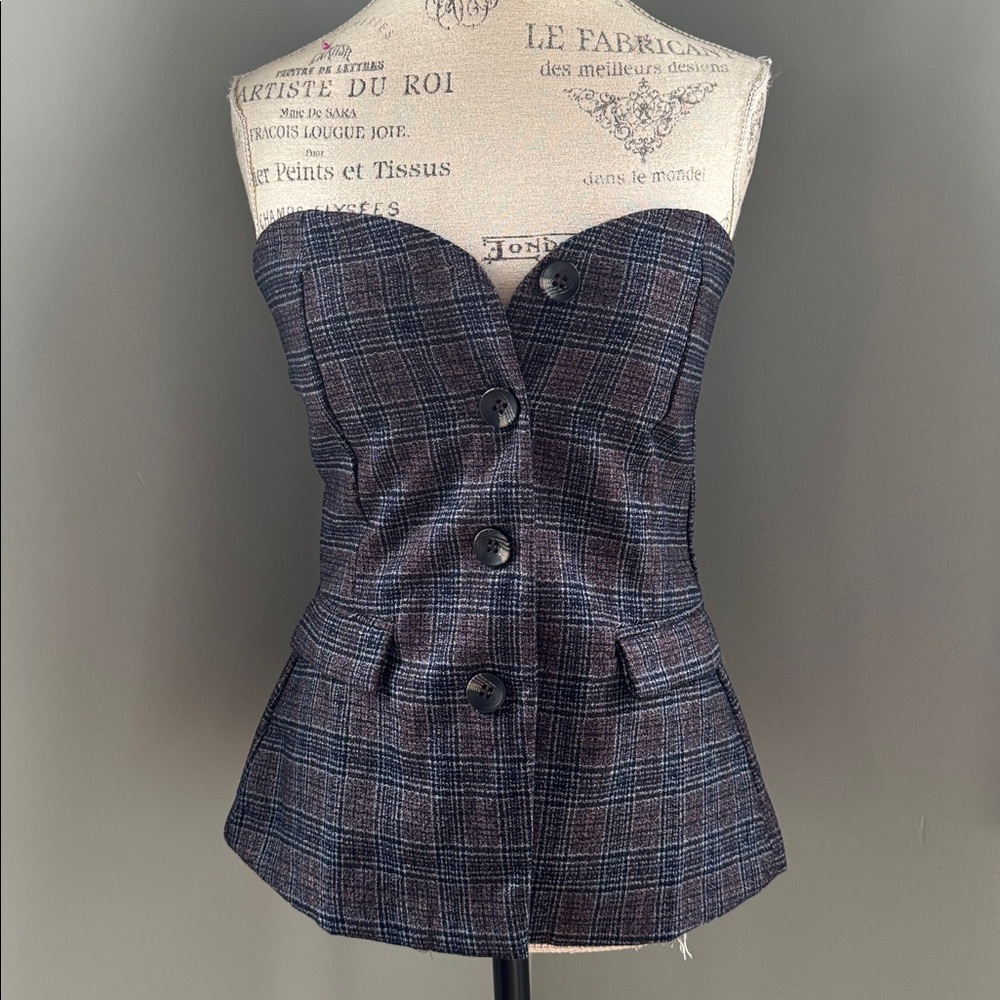 HYFVE plaid button up bustier sleeveless top EUC size XS/small